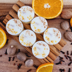 Spiced Orange Scented Soy Wax Tea Light Candles