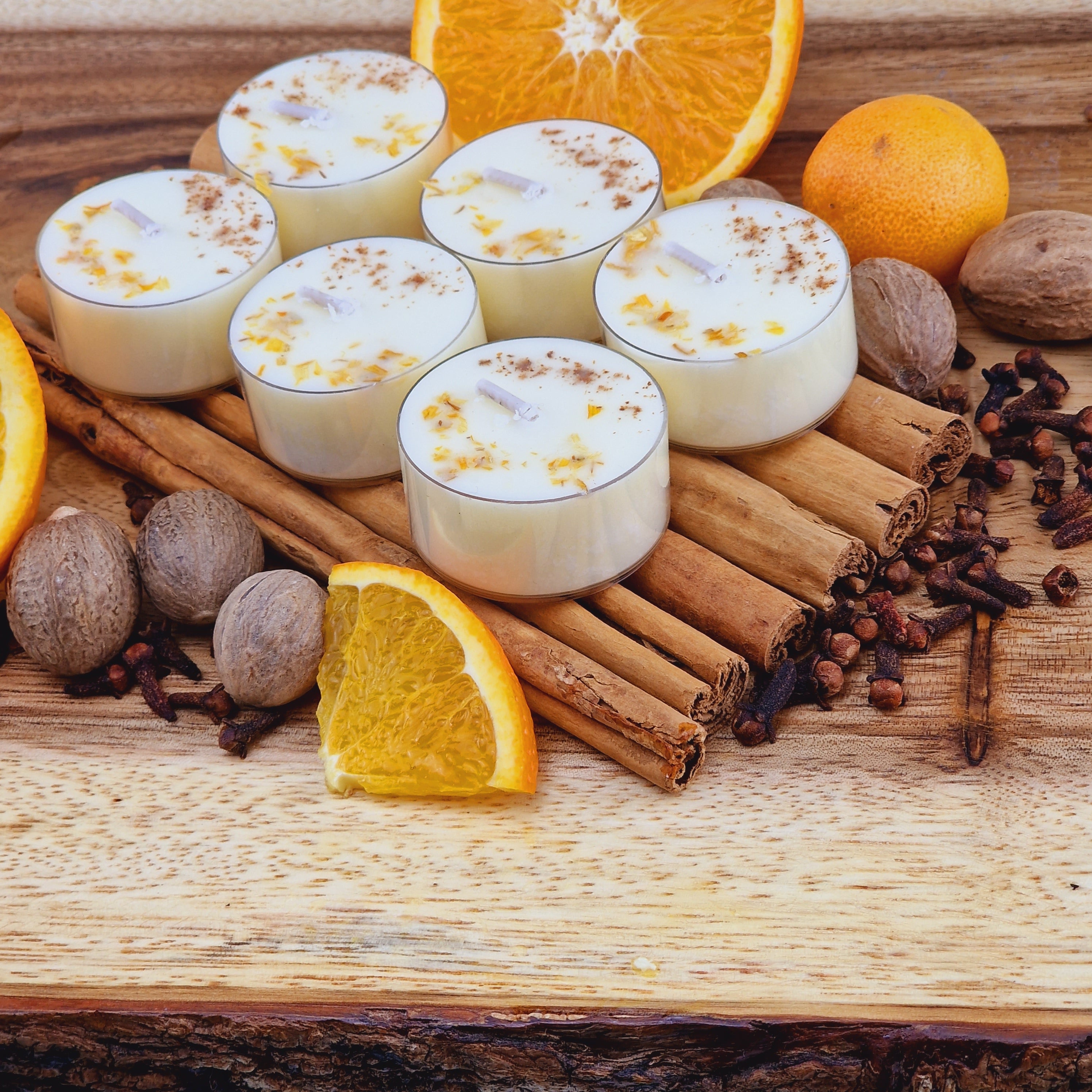 Spiced Orange Scented Soy Wax Tea Light Candles