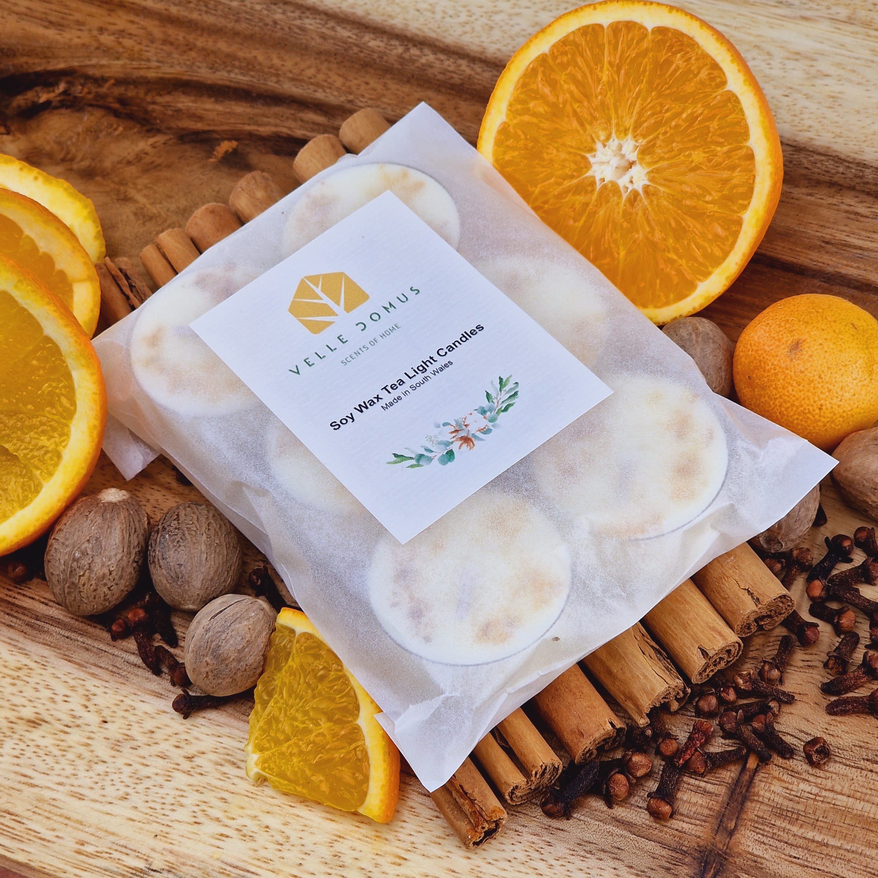 Spiced Orange Scented Soy Wax Tea Light Candles