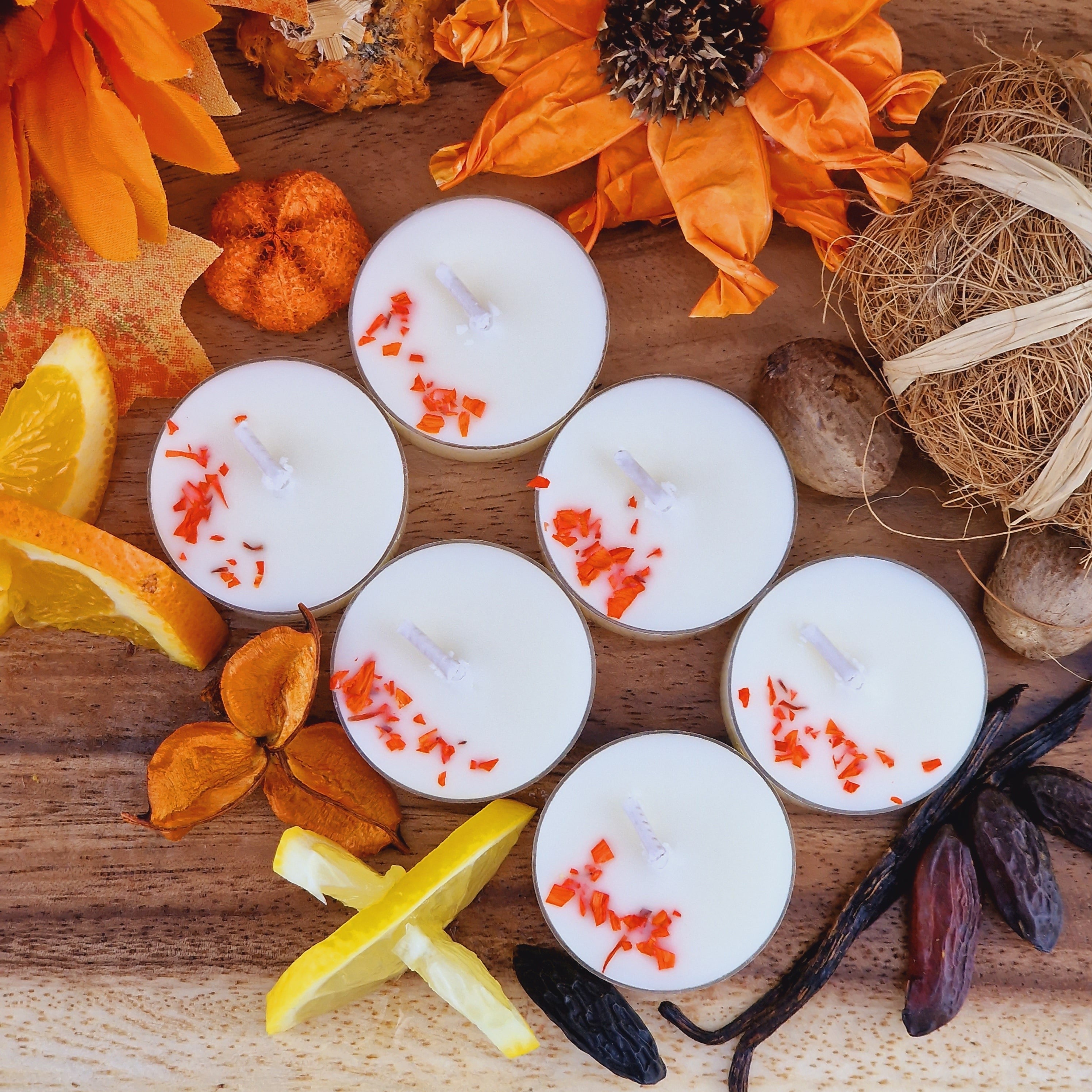 Pumpkin, Tonka & Vanilla Scented Soy Wax Tea Light Candles