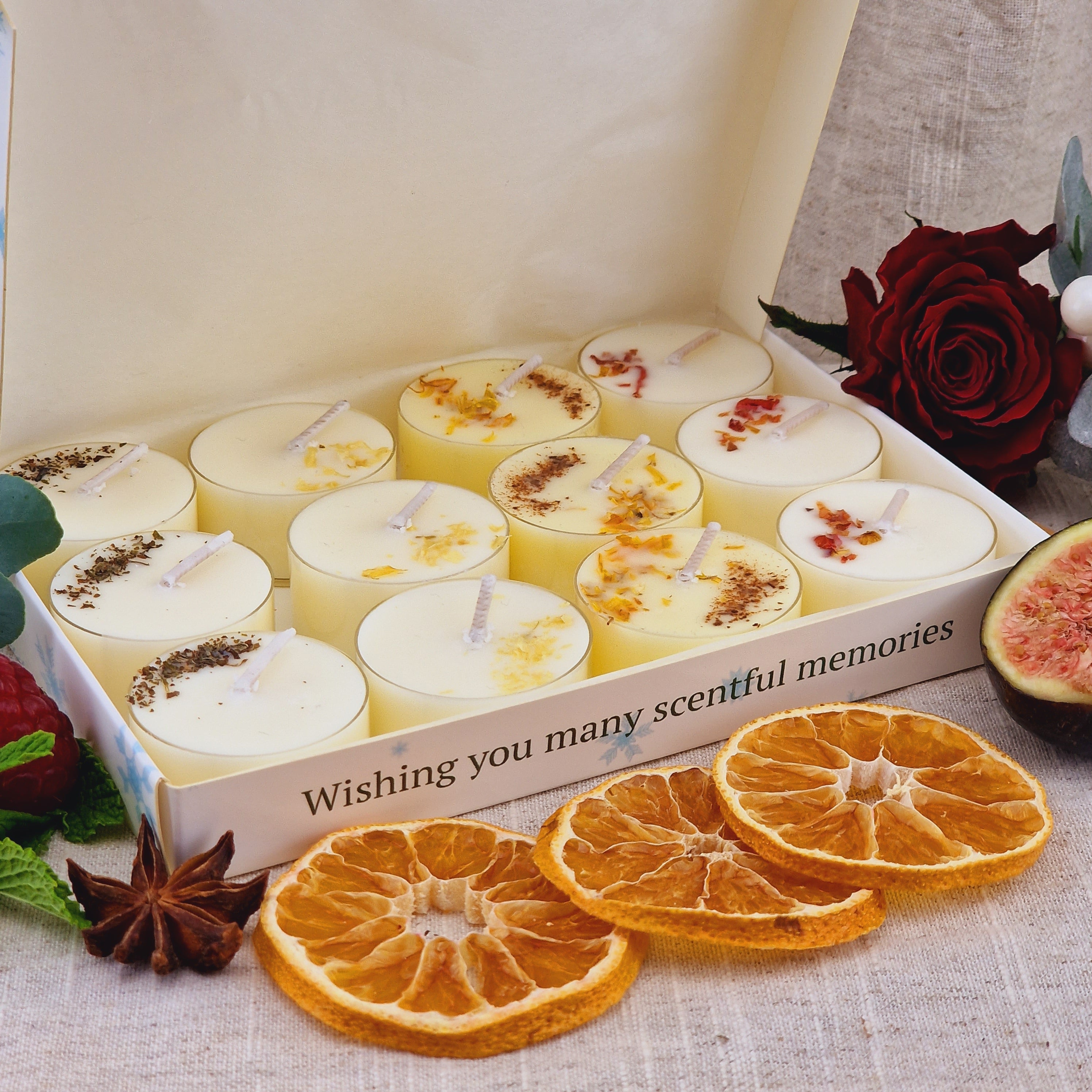 Christmas Feelings Soy Wax Tealight Candle Gift Box | 12 Tealight Candles Gift Set