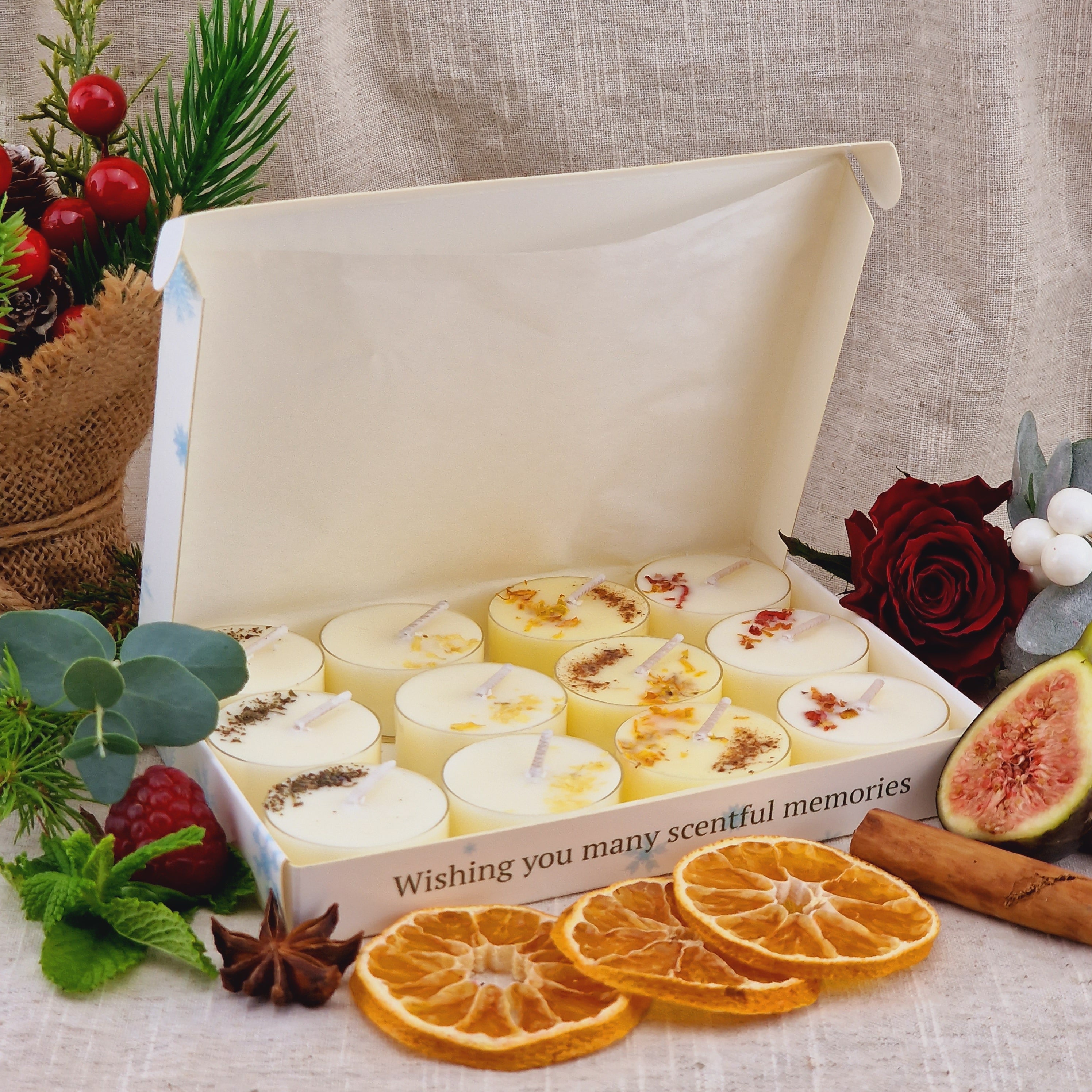 Christmas Feelings Soy Wax Tealight Candle Gift Box | 12 Tealight Candles Gift Set