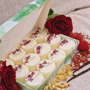 Velvet Rose & Oud Scented Soy Wax Tea Light Candles Gift Box | 12 Tealight Candles Gift Box