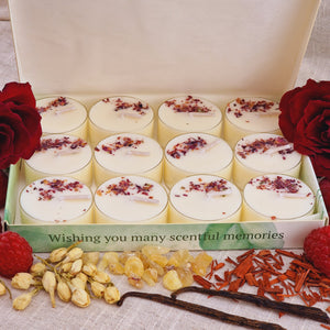 Velvet Rose & Oud Scented Soy Wax Tea Light Candles Gift Box | 12 Tealight Candles Gift Box