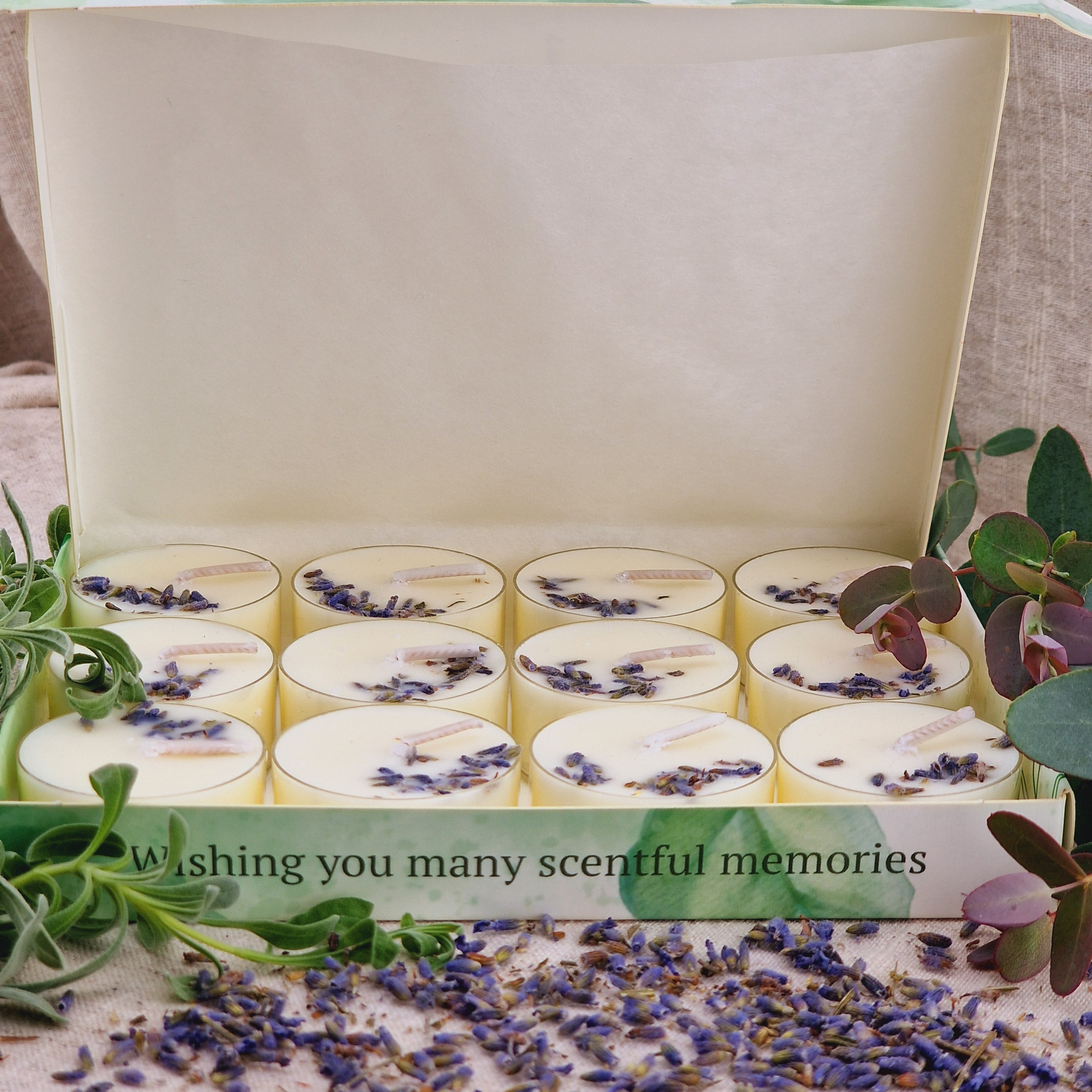 Eucalyptus & Lavender Essential Oil Soy Wax Tea Light Candles Gift Set