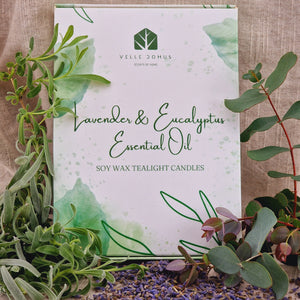 Eucalyptus & Lavender Essential Oil Soy Wax Tea Light Candles Gift Set