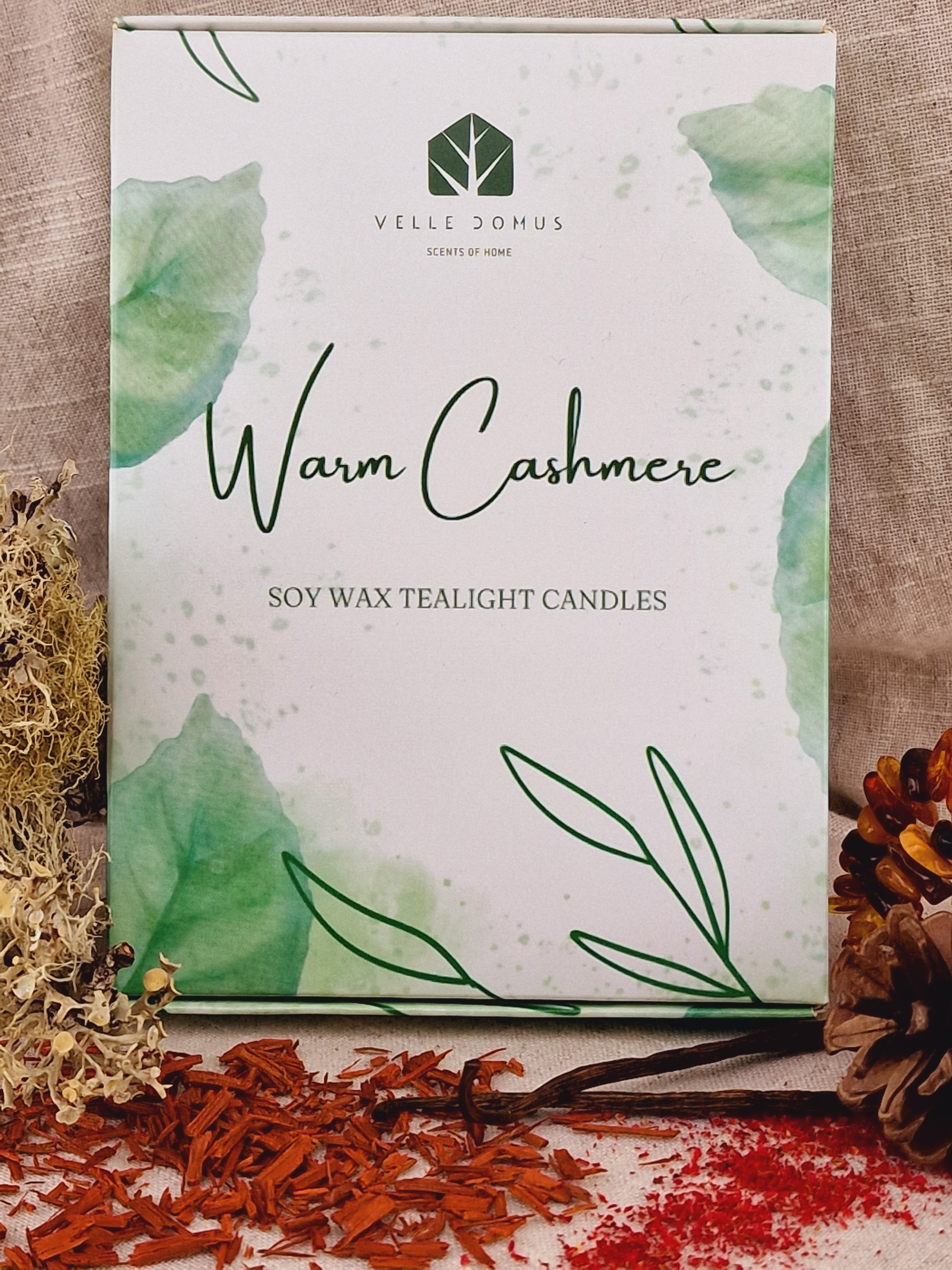 Warm Cashmere Scented Soy Wax Tea Light Candles Gift Box | 12 Tealight Candles Gift Set