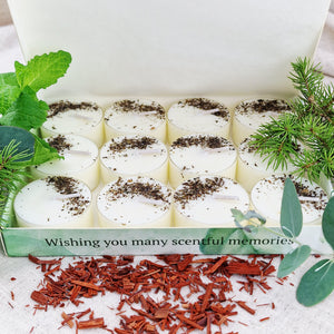 Nordic Spruce Scented Soy Wax Tea Light Candles Gift Box | 12 Tealight Candles Gift Set