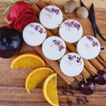 Load image into Gallery viewer, Damson Plum, Rose &amp; Patchouli Scented Soy Wax Tea Light Candles
