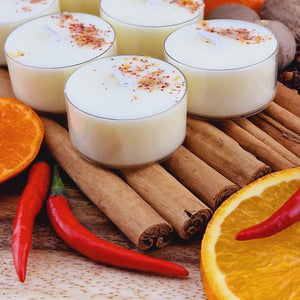 Sweet Orange & Chilli Pepper Scented Soy Wax Tea Light Candles