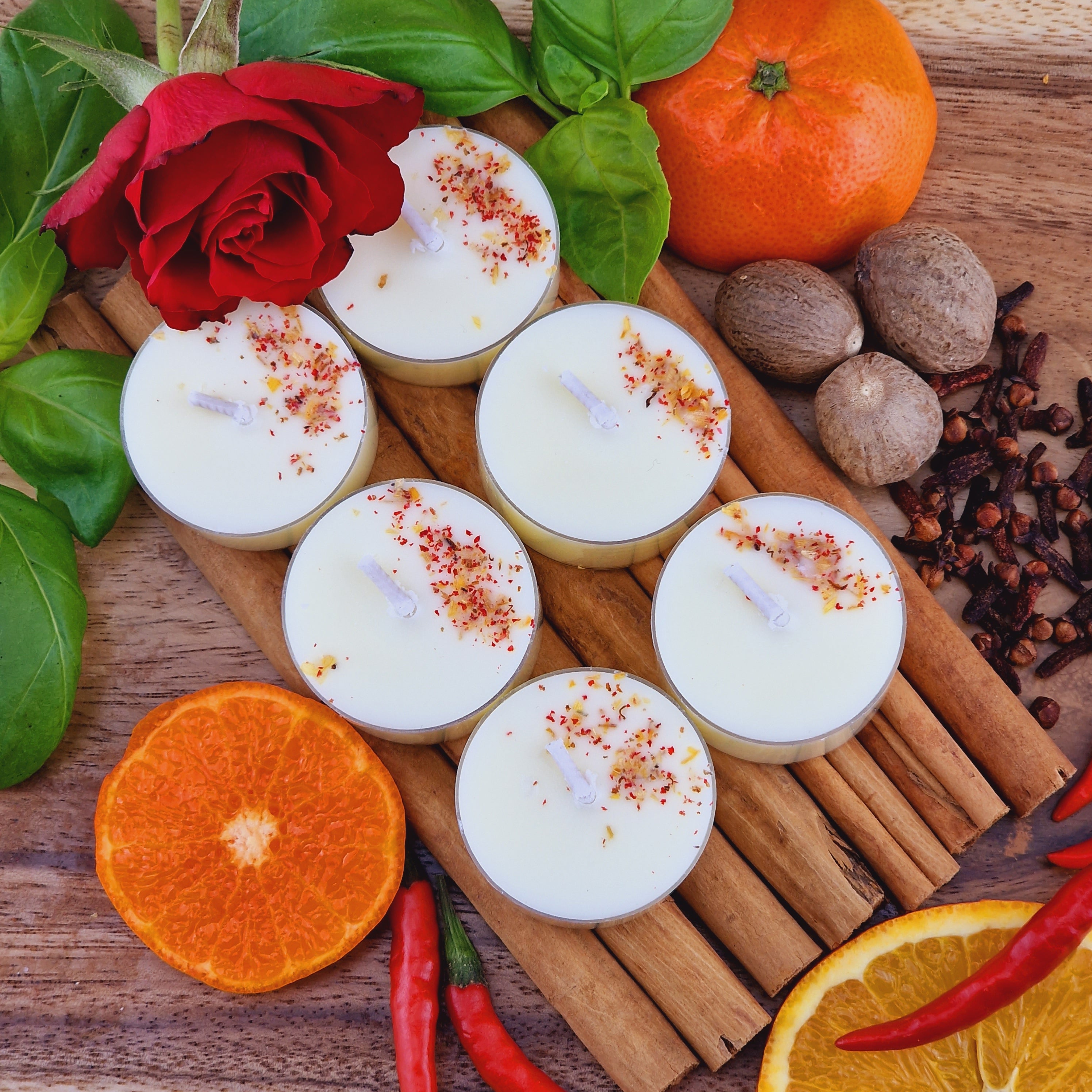 Sweet Orange & Chilli Pepper Scented Soy Wax Tea Light Candles