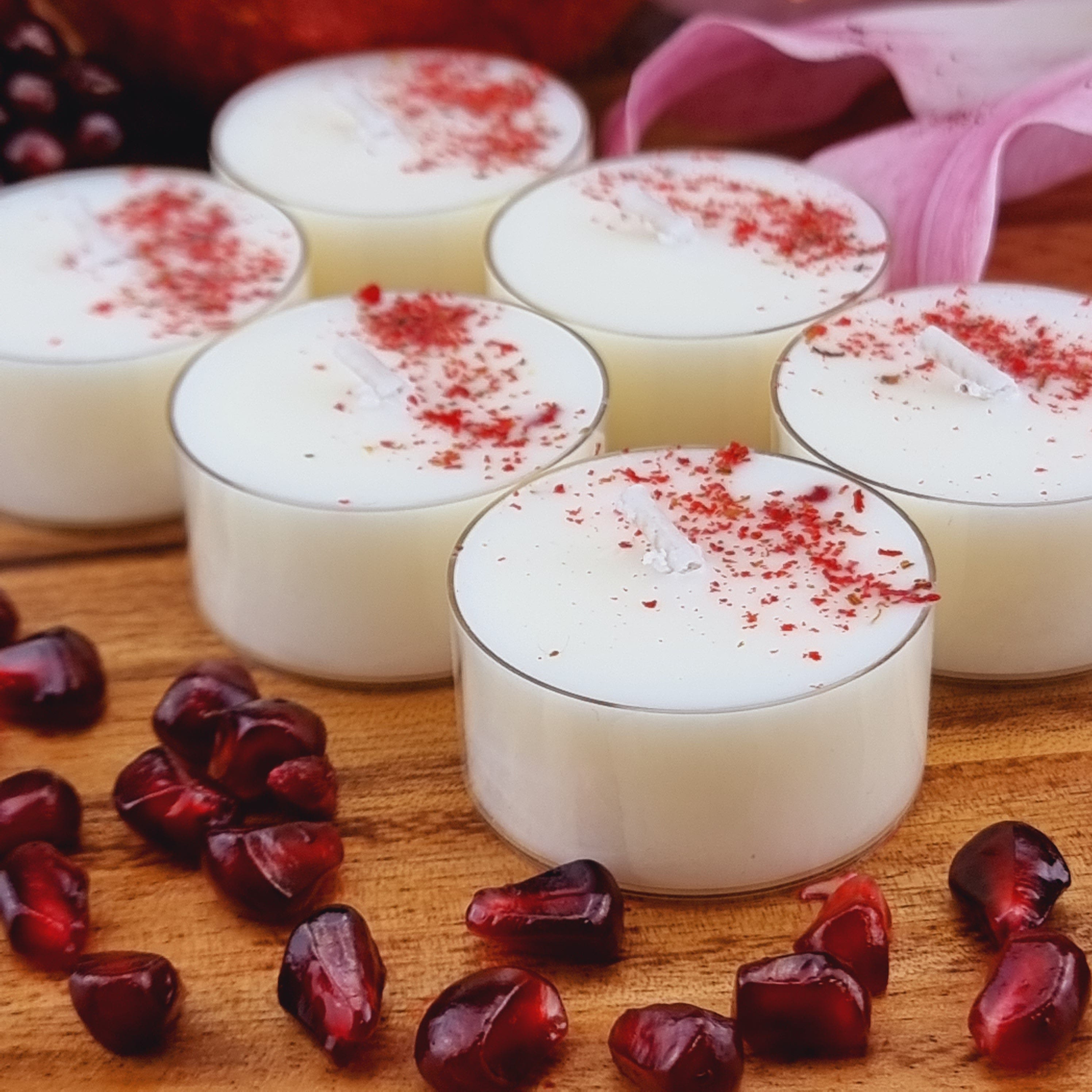 VS Fragrances 6 Tea Lights Pomegranate Noir Scented Soy Wax Tea Light Candles