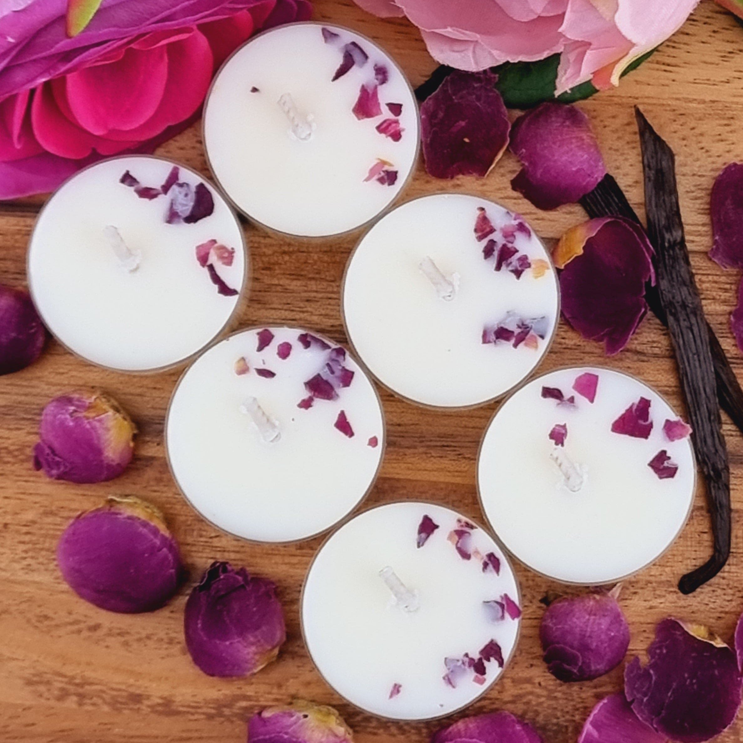 VS Fragrances 6 Tea Lights Velvet Peony & Oud Scented Soy Wax Tea Light Candles