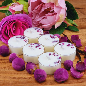 VS Fragrances 6 Tea Lights Velvet Peony & Oud Scented Soy Wax Tea Light Candles