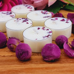 Load image into Gallery viewer, VS Fragrances 6 Tea Lights Velvet Peony &amp; Oud Scented Soy Wax Tea Light Candles
